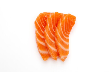 Salmon raw sashimi on white background