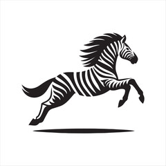 Zebra vector silhouette line art logo design concept illustration 