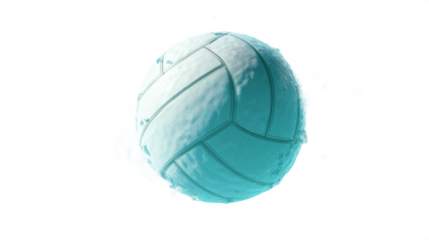 Water Volleyball Ball Floating in Water with Splash and Bubbles in Bright Blue Background