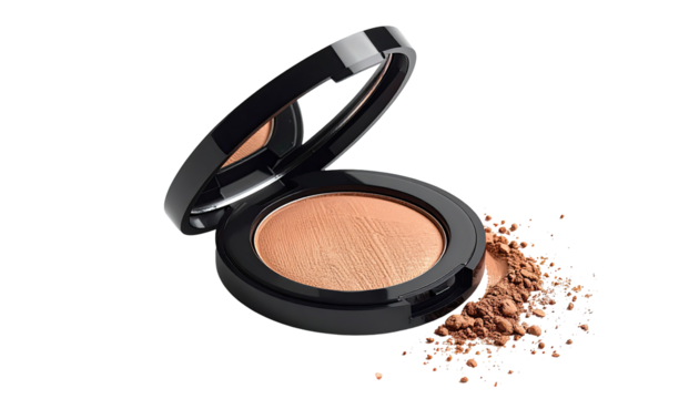 Open compact powder, light peach-tan shade