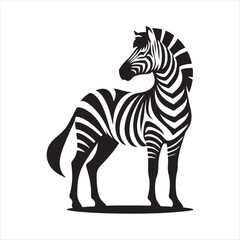 Zebra vector silhouette line art logo design concept illustration 