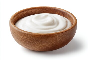 Creamy yogurt in a wooden bowl (2)