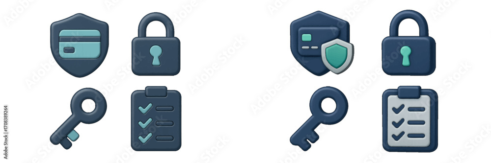 Poster secure digital icons representing safety and protection in online transactions and data management f