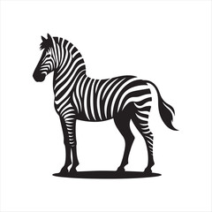 Zebra vector silhouette line art logo design concept illustration 