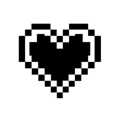 Pixelated Black Heart Shape on White Background