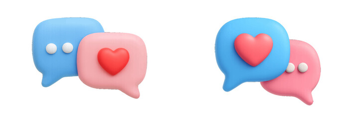 Colorful chat bubbles with hearts representing communication and connection in a digital age of friendships