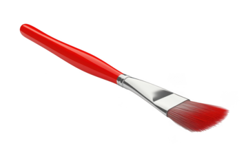 Red handled paint brush, artist tool, art supply, painting equipment, crafting implement, fine art instrument, creative tool isolated on transparent background