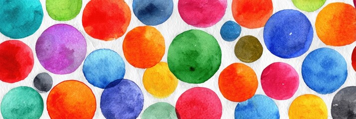 Abstract watercolor circles in various colors