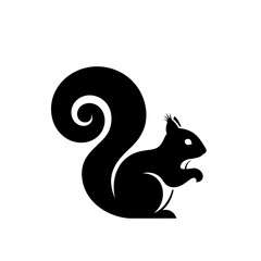 Black Silhouette of a Squirrel with Curly Tail