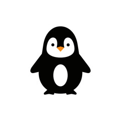 Cute Cartoon Penguin with Orange Beak and White Belly