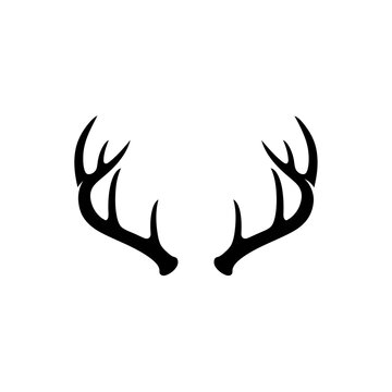 Silhouette of Deer Antlers with Three Points on Each Side
