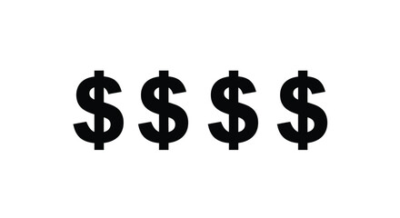 Four bold black dollar signs symbolizing wealth prosperity and financial success vector