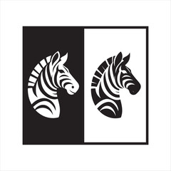 Zebra vector silhouette line art logo design concept illustration 