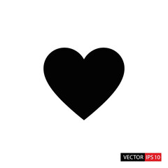Simple Black Heart Icon on White Background