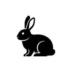 Stylized Black Silhouette of a Seated Rabbit