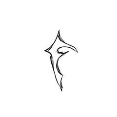 Initial tattoo of capital letter F in neo tribal style, vector illustration for tattoos, invitations, or decoration, tribal outline design.	