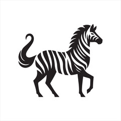 Zebra vector silhouette line art logo design concept illustration 