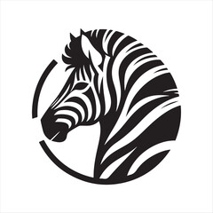 Zebra vector silhouette line art logo design concept illustration 