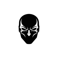 Black Mask Silhouette with Intricate Facial Details