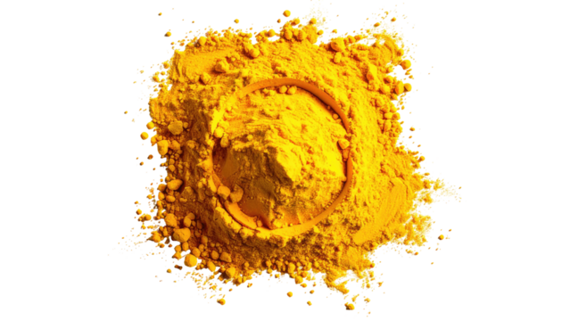 Bright yellow powder spills from a circle