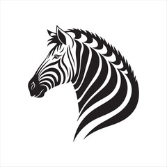 Zebra vector silhouette line art logo design concept illustration 