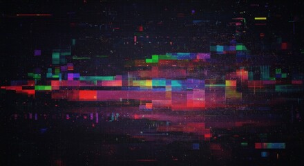 Obraz premium Abstract Colorful Glitch Art Background with Distorted Pixels and Vibrant Digital Effects