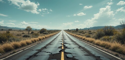 Forgotten Highway  Depressing Illustration, Decay and Ruin, Lost Civilization, Post Apocalyptic Scene, Road to Nowhere