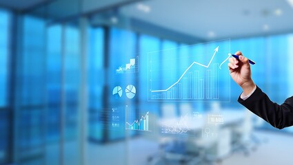 Business analytics and future technology concept with growing graph interface