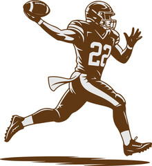 American Football Player In Uniform Throwing A Football With Speed And Agility