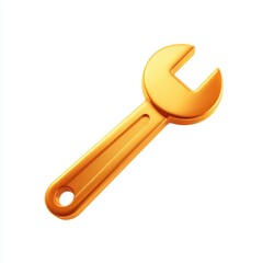 Glossy Golden Wrench Icon in 3D Style for Tool Representations