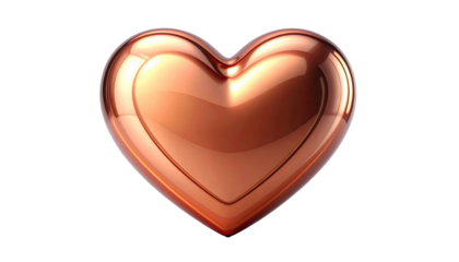 A polished, copper-toned heart graphic