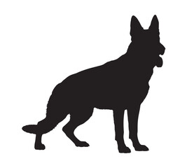 Silhouette of a German Shepherd Dog, Black and White