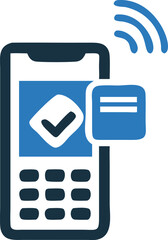 Smart phone icon indicates notification with a check mark and wireless connection is shown