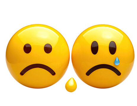 Two sad emoji faces, one with tears