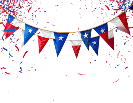 Festive patriotic bunting with confetti