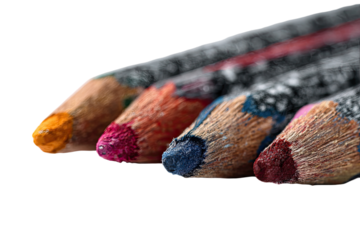 Close-up of used colored pencils