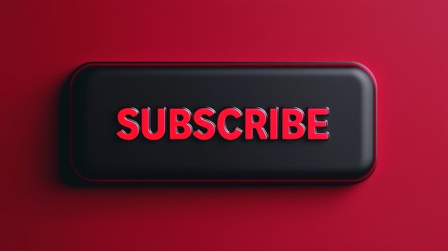 A bold, modern "Subscribe" button on a red background, emphasizing engagement and action.