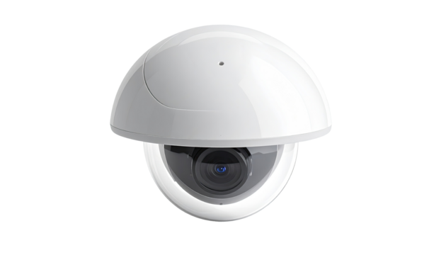 White security camera with dome