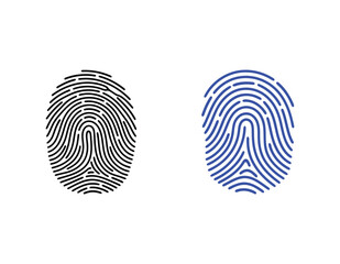 Dual Fingerprint Vector – Black and Blue Biometric Icons for Identity, Security, and Forensic Technology