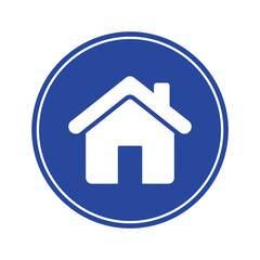 Home Button Icon in Blue Circle – Minimalist Vector Symbol for Website Navigation and App Interface
