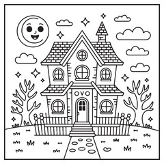 Fototapeta premium House Spooky Coloring Pages