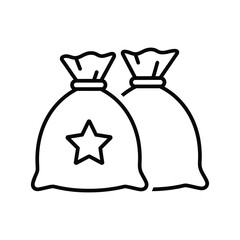 Minimalist Money Bag Icon with Star Symbol – Black and White Line Art for Finance and Wealth Themes