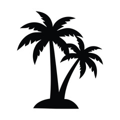 Palm Tree Silhouette Icon – Minimalist Tropical Island Vector for Vacation, Beach, and Travel Themes