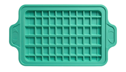 Teal rectangular ice cube tray with grid pattern