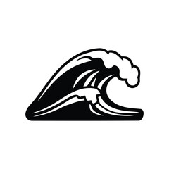 Ocean Wave Line Art – Dynamic Black and White Sea Illustration – Nature Symbol Vector for Logos and Tattoos