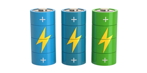 Batteries charged with electrical energy concept