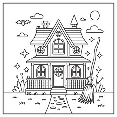Fototapeta premium House Spooky Coloring Pages