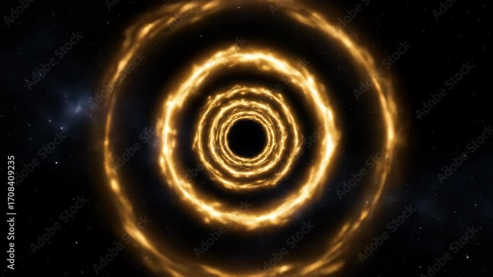 Wall mural Abstract Golden Light Tunnel Expands and Contracts Cyclically in a Seamlessly Looping Futuristic Background smooth, energy, Seamlessly Looping