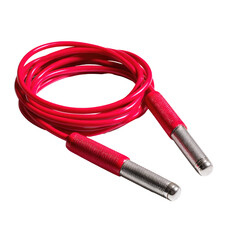 Red coiled cable with two metal probes
