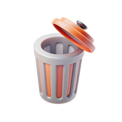 3D Trash Bin Icon &ndash; Transparent Background